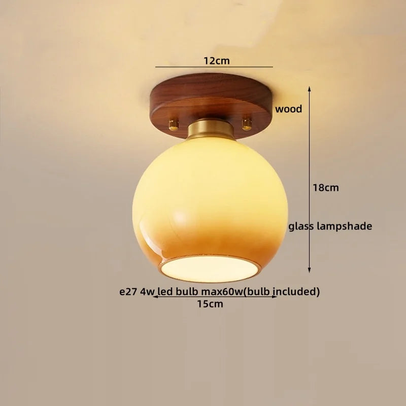 IWHD Walnut Copper LED Ceiling Lights Decoration Aisle Corridor Living Room Light Home Lighting Modern Ceiling lamp Luminaria
