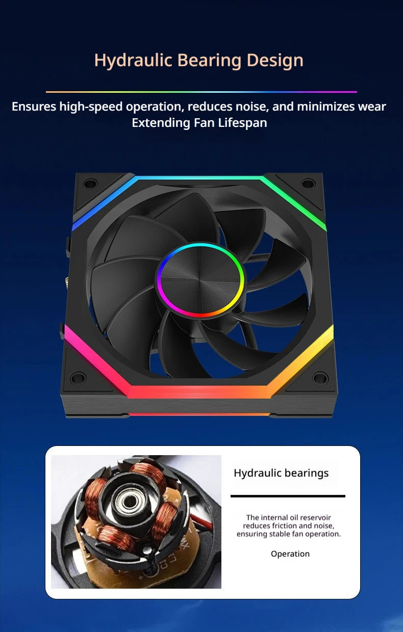 Veebyte XY 120/240/360 Building Block Wireless Splicing Fan 120mm PC Fan PWM Speed Control ARGB 12V Large Air Volume Chassis Fan