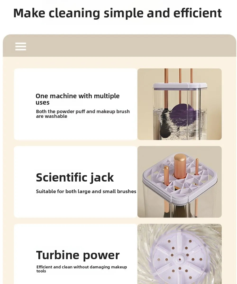 Portable Automatic Makeup Brush Cleaner Household Deep Puff Cleaning Machine Quick Cleaning of Various Beauty Tools
