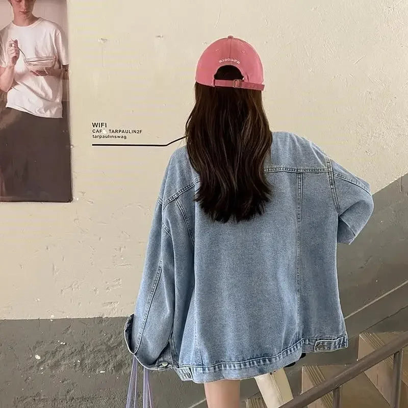 Denim Jacket Women 2025 Spring and Autumn New Style Lazy Style Harajuku Design Loose Versatile Jacket Top for Small People