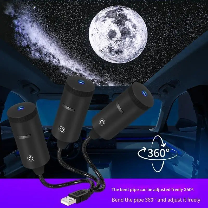 Car Interior Atmosphere Projector Light Plug & Play Adjustable Angle USB LED Star Lamp for Friends Gathering Home Decor