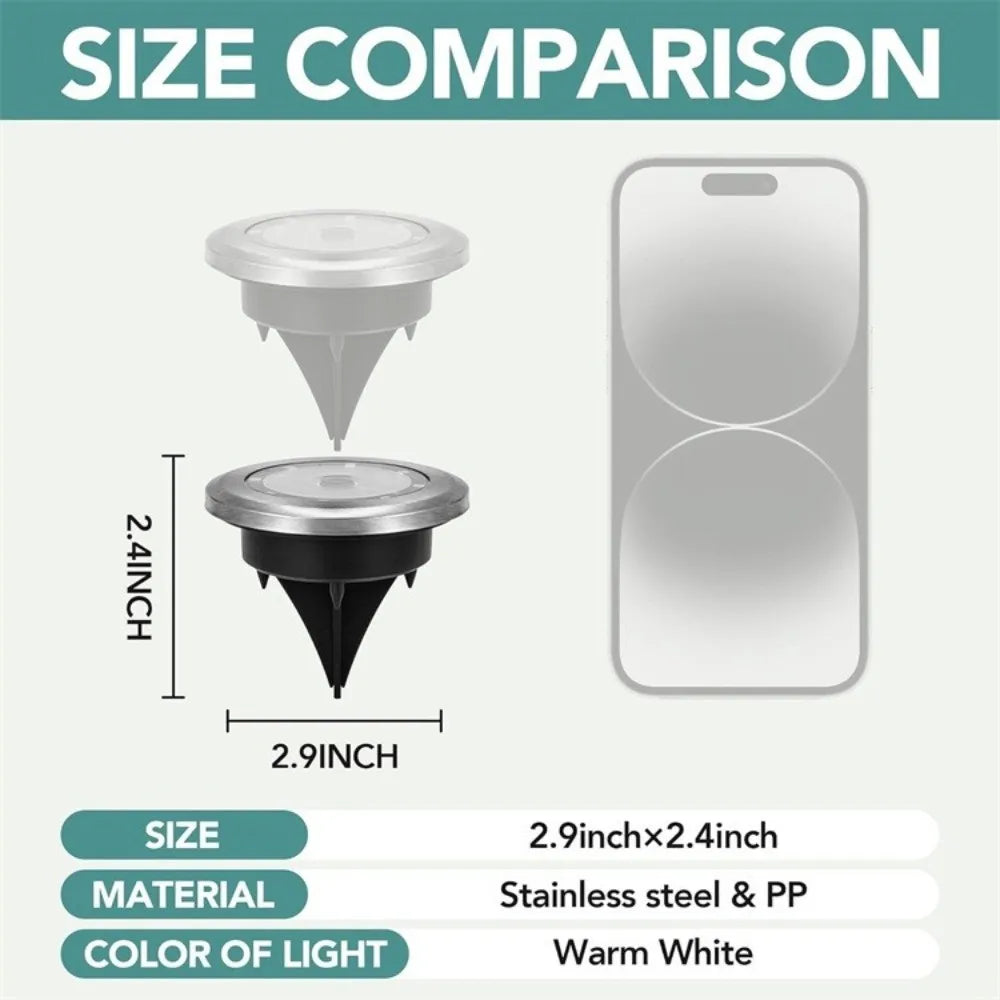 New Solar-powered Path Lights LED Stainless Steel Courtyard Lawn Lights Lighting Tools Garden Ground-mounted Light