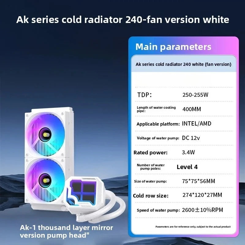 360 ARGB CPU Liquid Cooler with Segment Code Screen, Intelligent Temperature Display PC Radiator
