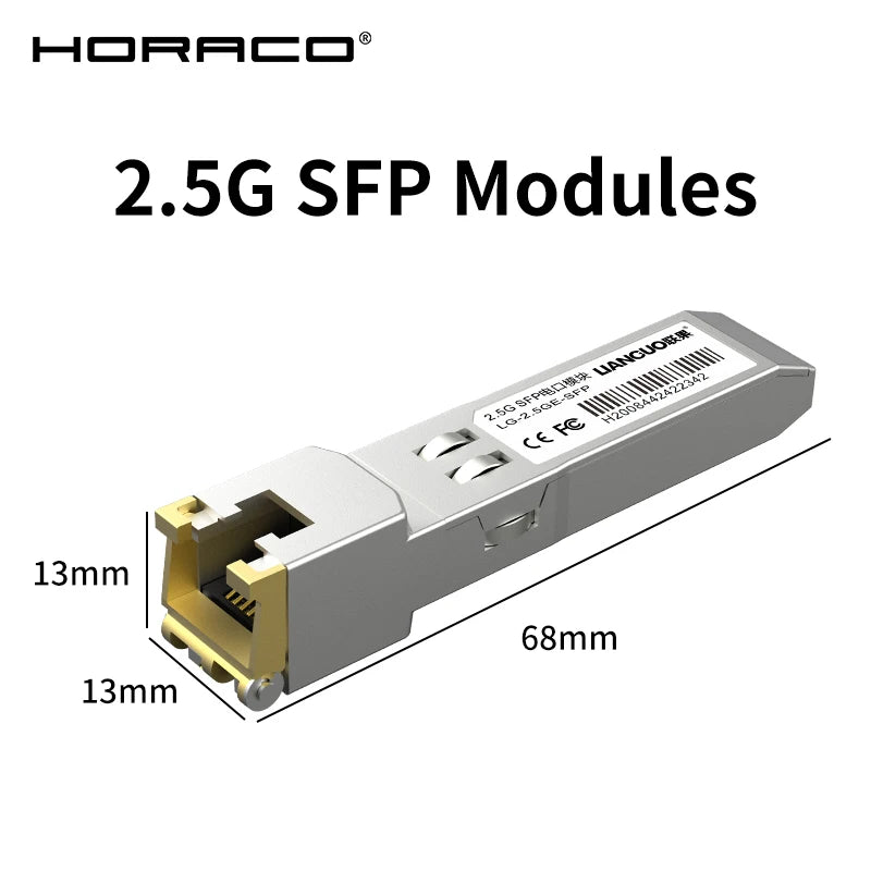 HORACO 10G SFP+ Module 2.5G Copper SFP Modules Optical Port Turn to RJ45 Ethernet Port Gigabit 1000M Transceiver Module
