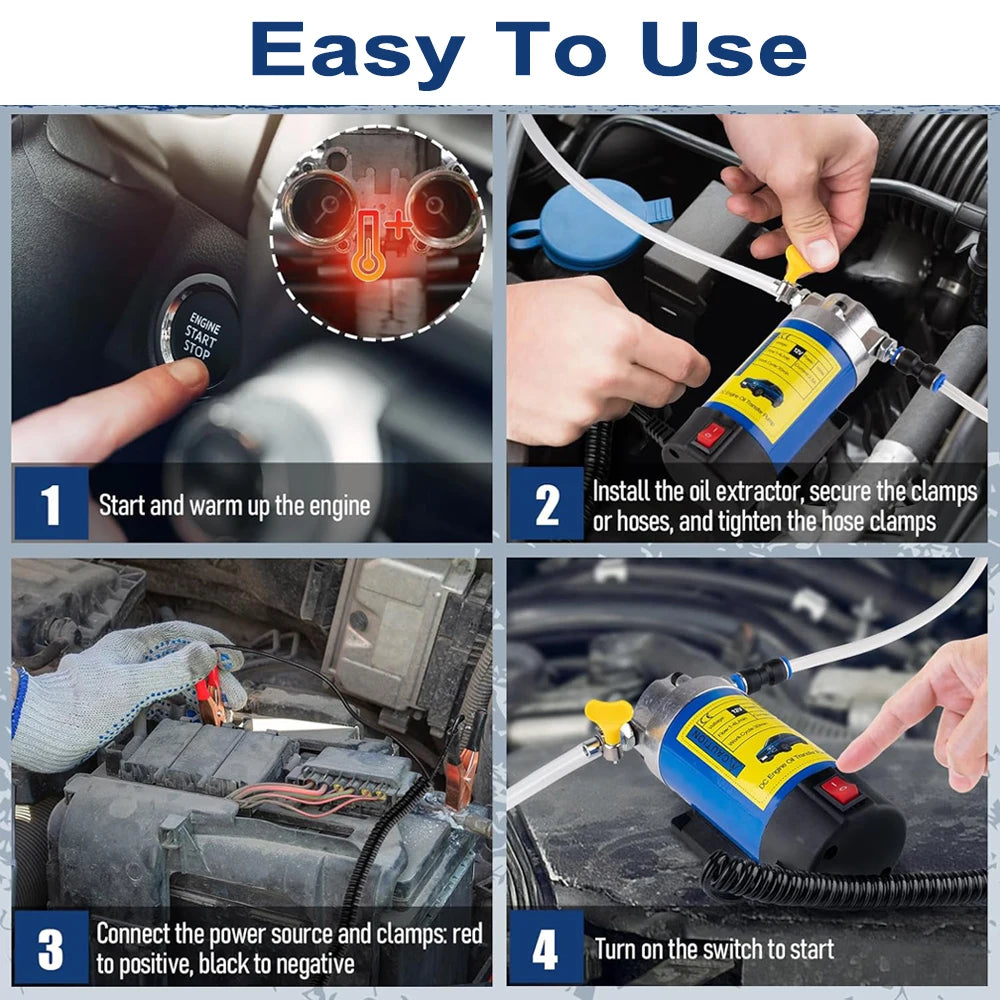 Portable Oil Transfer Pump 1-4L/min 12V Extractor Fluid Suction Electric Change Fuel Pump Siphon Tool for Car Motorcycles Boats