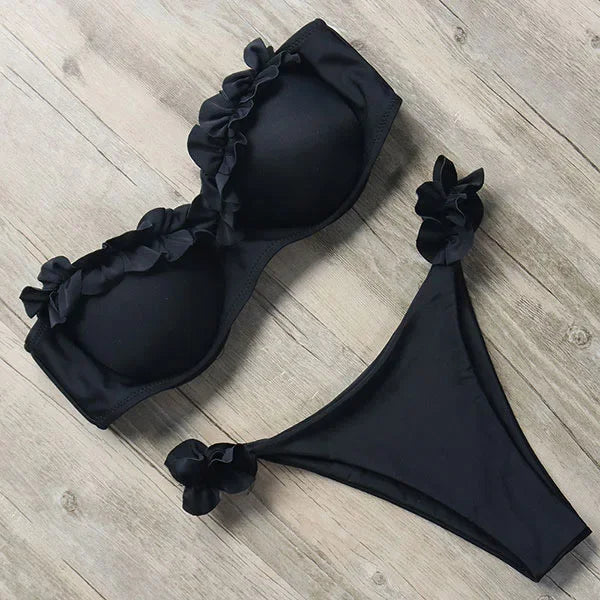 Push Up Bikini Set Women 2026 Swimsuit Sexy Bow Biquini Lace Up Summer Bathing Suit Lady Two Pieces Swimwear Woman Beachwear L