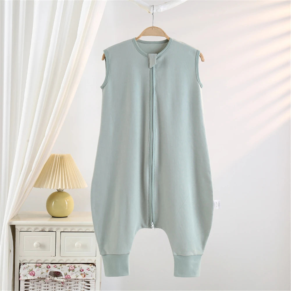 Summer Thin Vest-Style Children's Sleeping Bag, Comfortable at Home, Pure Cotton Striped Split-Leg Sleeping Bag