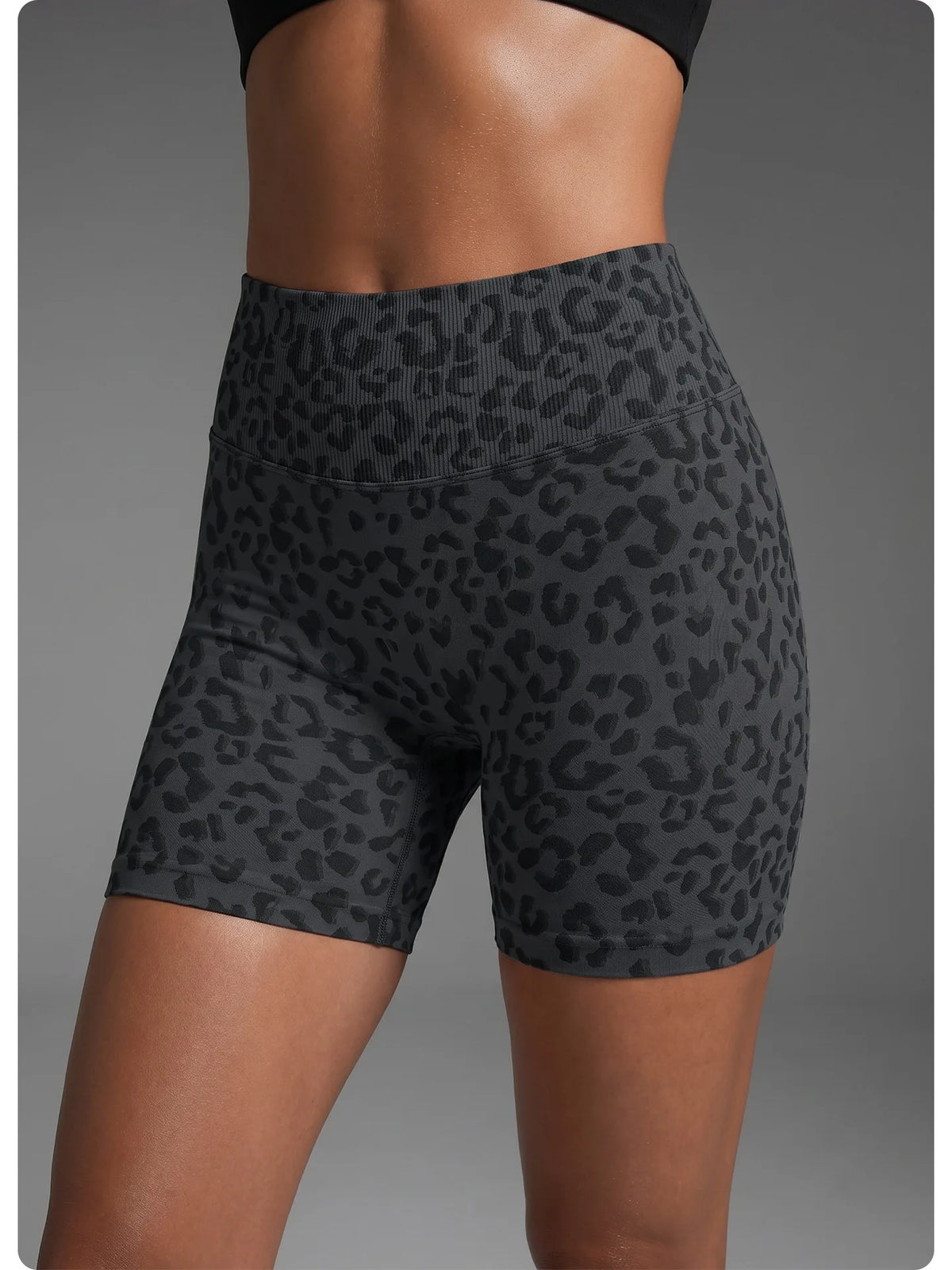 Seamless Leopard Print Yoga Shorts Women High Waist Biker Shorts Tummy Control Gym Workout Fitness Athletic Shorts Activewear