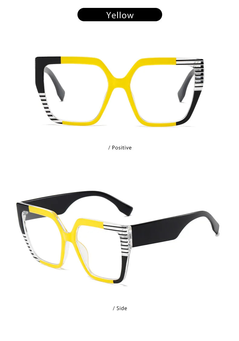 New Square Grid Pattern Frame Photochromic Anti Blue Ray Femal Sunglasses Presbyopic Hyperopia Short Sight Prescription Eyeglass