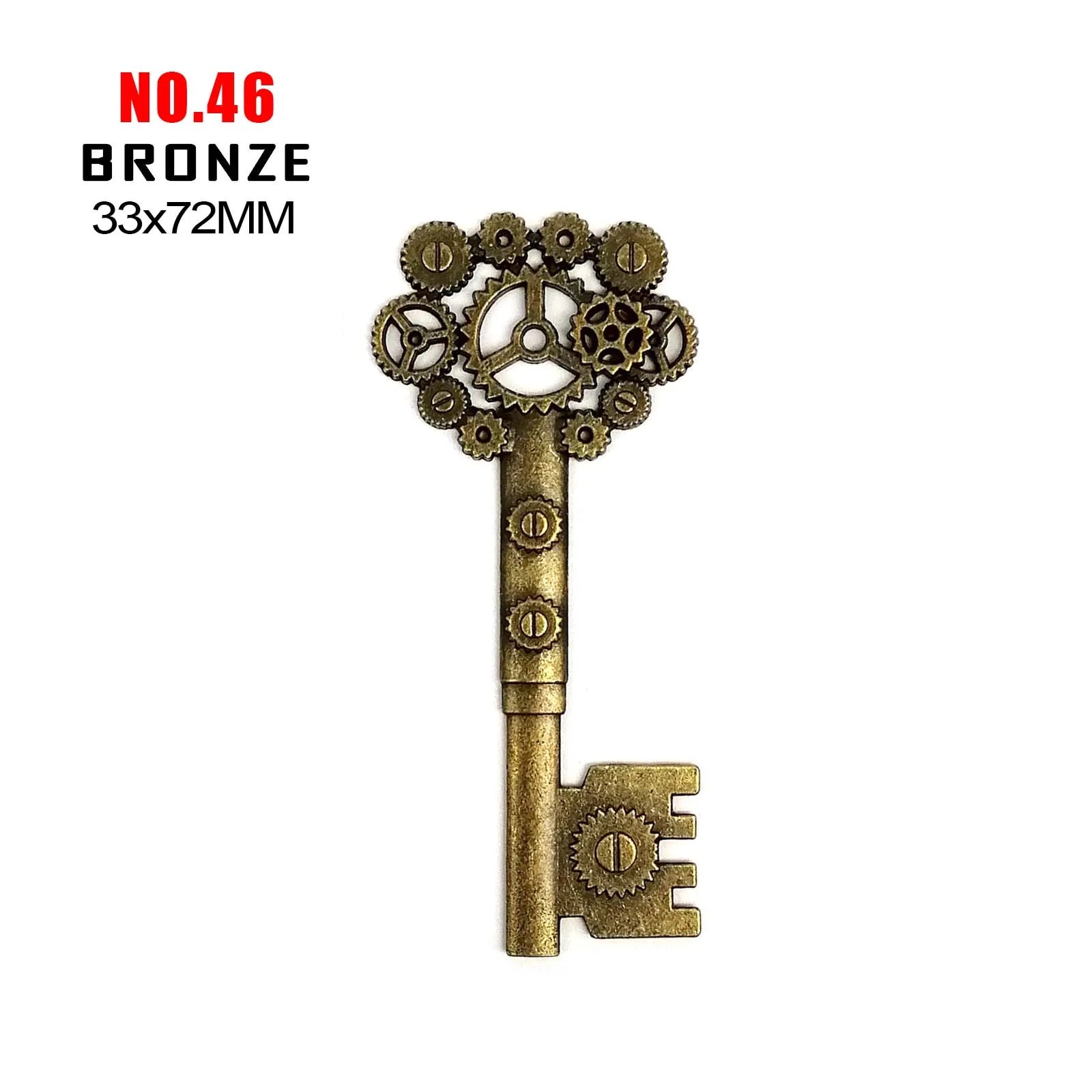 10pcs Old Looking Old-fashioned Decorative Vintage Key Steampunk Charms Pendant Jewelry Making Antique Brass Bronze Silver