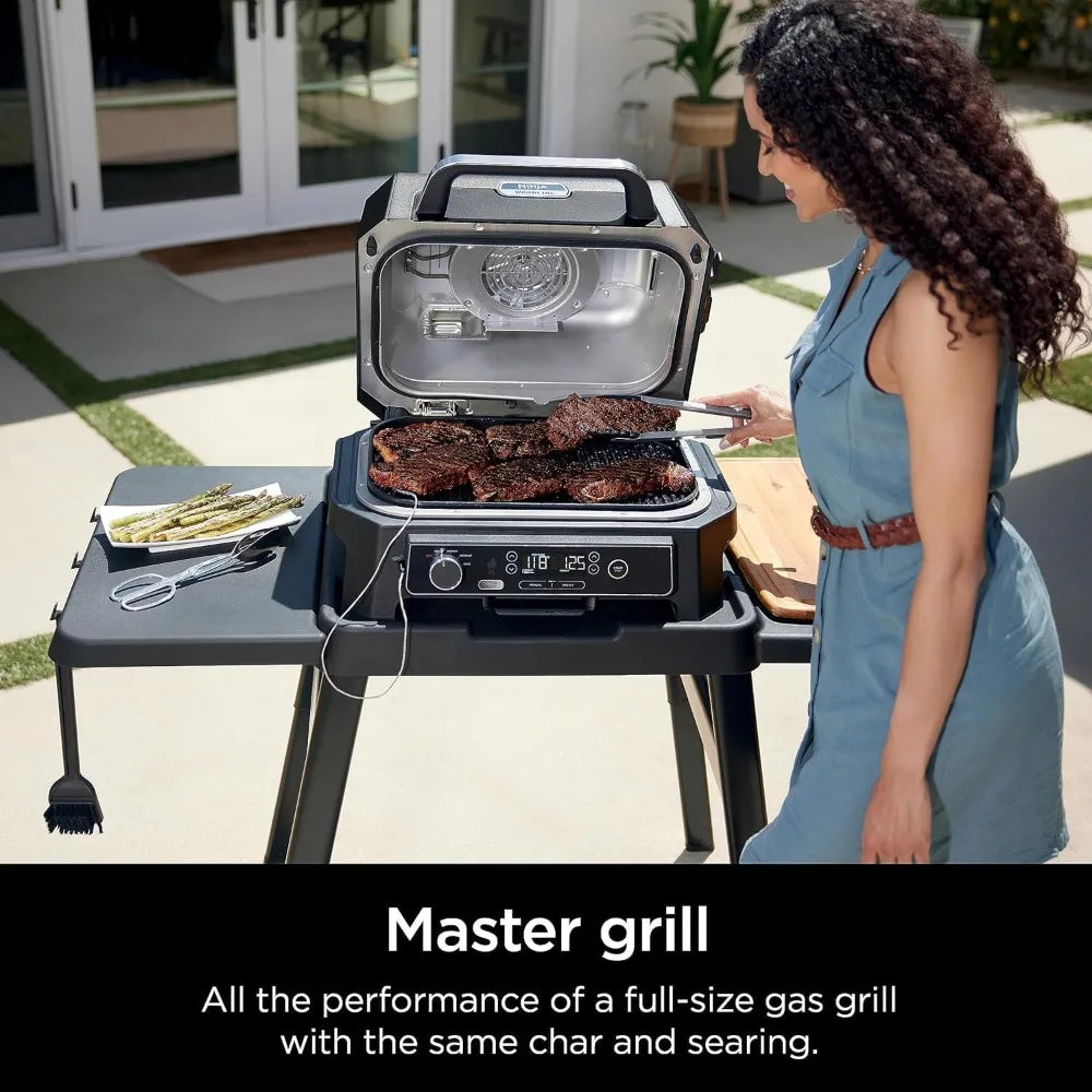 Ninja Woodfire ProXL 4-in-1 Outdoor Grill and Smoker for Electric Air Fryer Bake BBQ Grilling System for Camping Parties