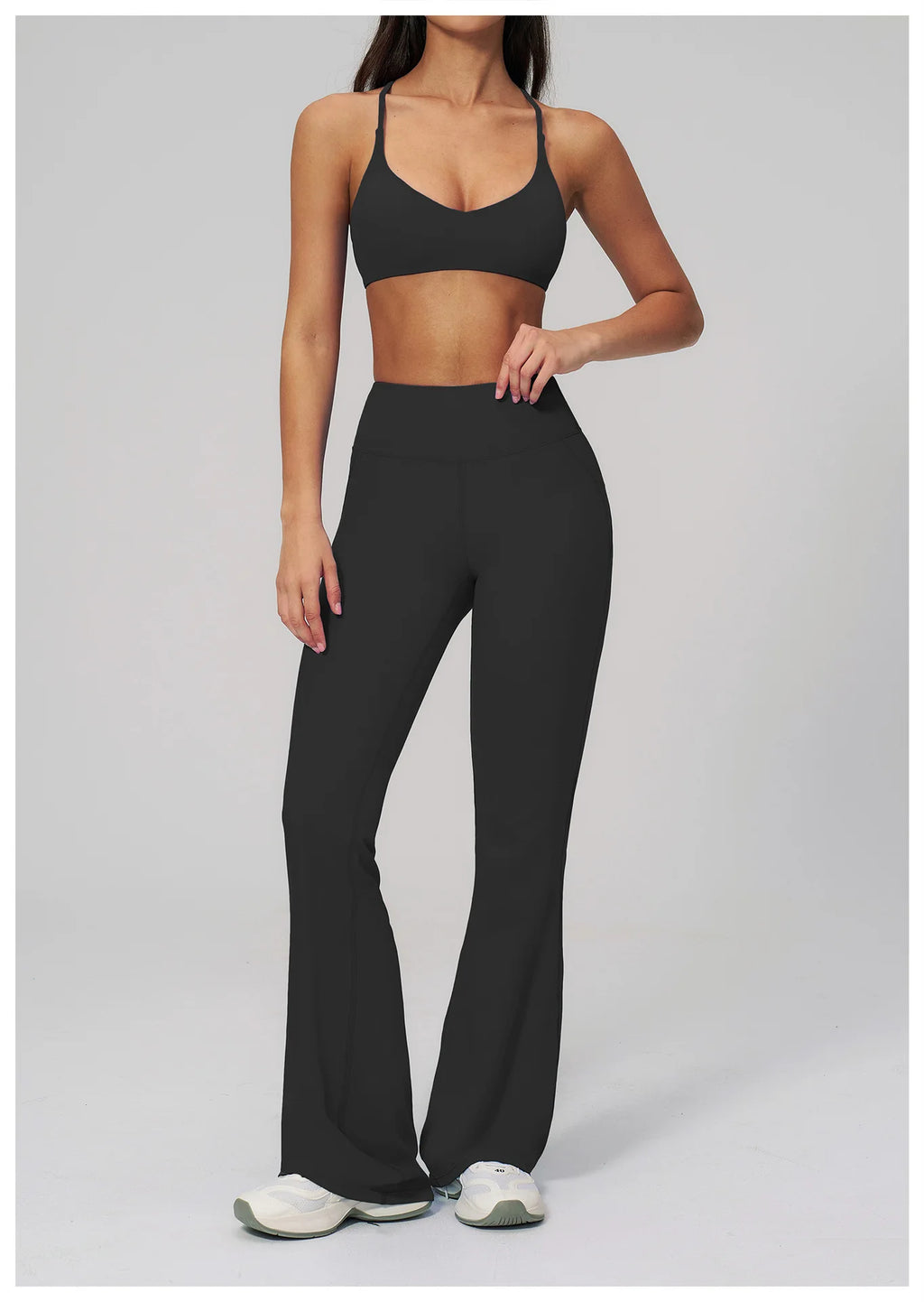 Women's Tracksuits 2PCS Flared Pants Yoga Set Gym Fitness Outfits Female Shockproof Sports Bra Yoga Workout Clothes Sports Sets