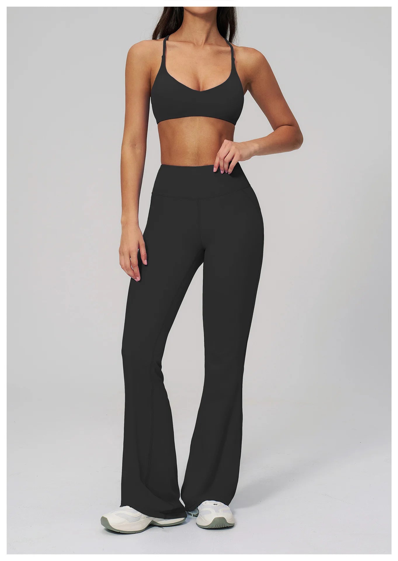 Women's Tracksuits 2PCS Flared Pants Yoga Set Gym Fitness Outfits Female Shockproof Sports Bra Yoga Workout Clothes Sports Sets