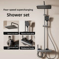 Luxury Shower System for Bathroom Wall Mount Smart Temperature Display Rainlfall Shower Faucet Set Piano Key 4 Ways Water Outlet
