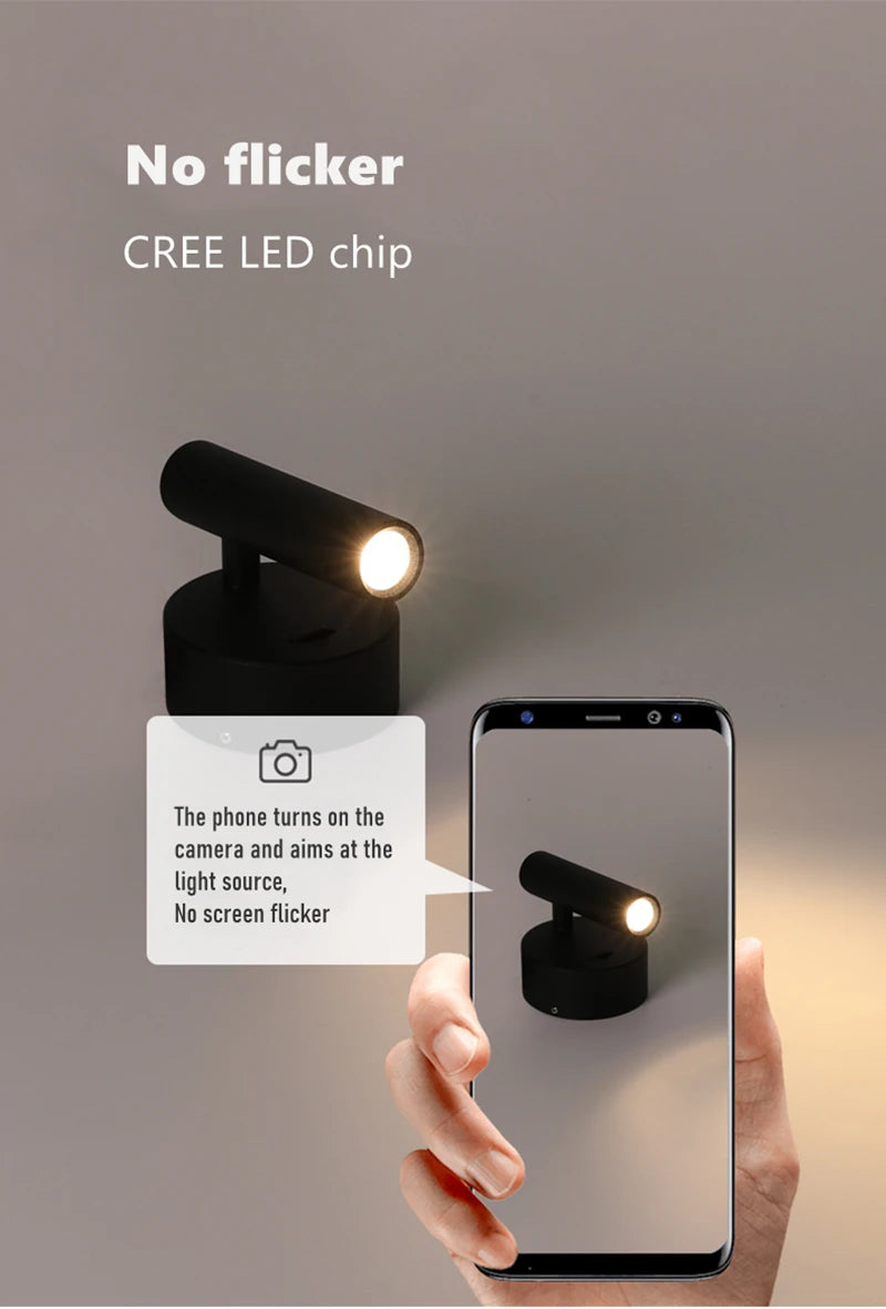LED Wall Lamps with Switch Rotatable Adjust Aluminum 3W Spotlight Bedside Reading Light Hotel Bedroom RV Sconce Light Fixture