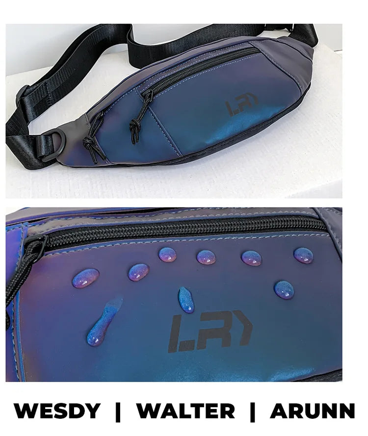 Techwear Style Colorful Reflective Fanny Pack Punk Hip Hop Crossbody Bag Men Women Outdoor Casual Motorcycle Sport Waist Bag