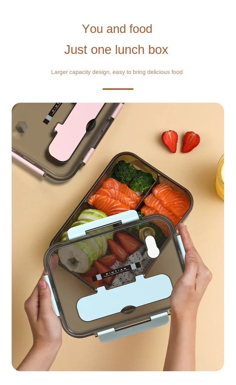 Transparent Lunch Box for Kids Food Storage Container with Lids Leak-Proof Microwave Food Warmer Snacks Bento Box Japanese Style