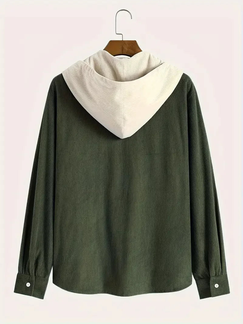 The 2027 New Fashion Trend Spring and Autumn Corduroy Hooded Jacket Is Comfortable and Casual for Daily Commuting for Men
