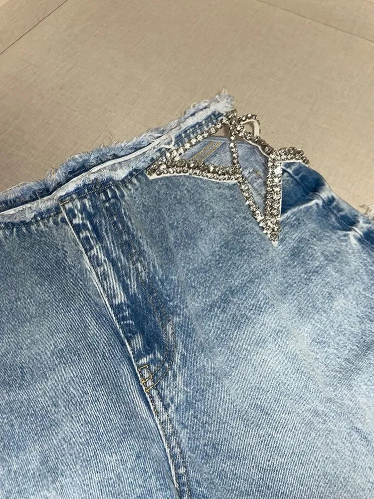 Y2k Two Hollow Out Star Ripped Jeans Women Casual 2026 Hot Sell Denim Pants American Streetwear Wide Leg High Waist Baggy Jeans