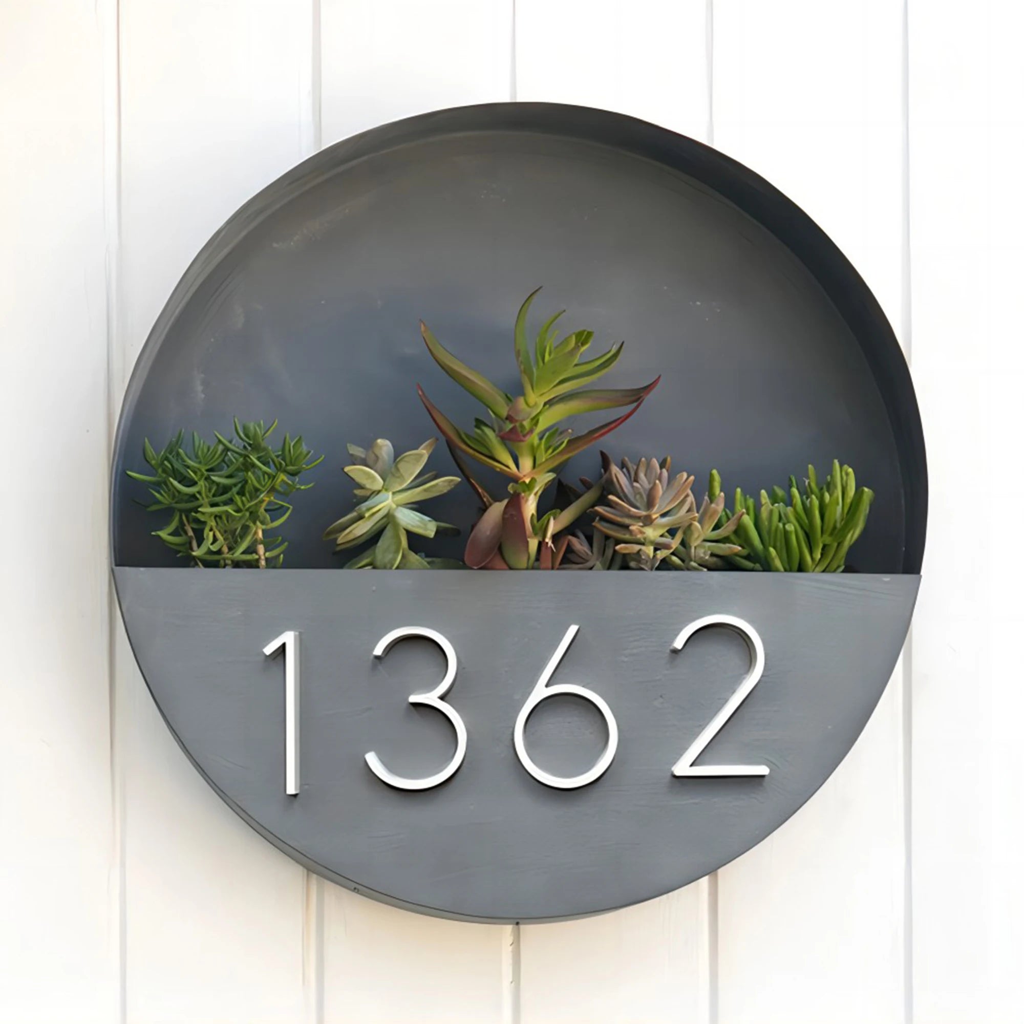1pc 125mm Floating House Number Outdoor 5 inch White Aluminum Alloy Apartment Door Numbers Mailbox Address Sign #0-9 With Screws