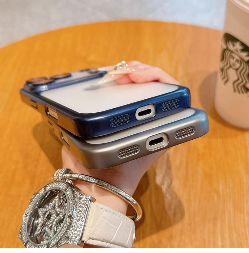 Luxury Soft Matte Phone Case For iPhone 11 12 13 14 15 16 17 18 Pro Max Plus Air Electroplating Silicone Bumper Back Cases Cover