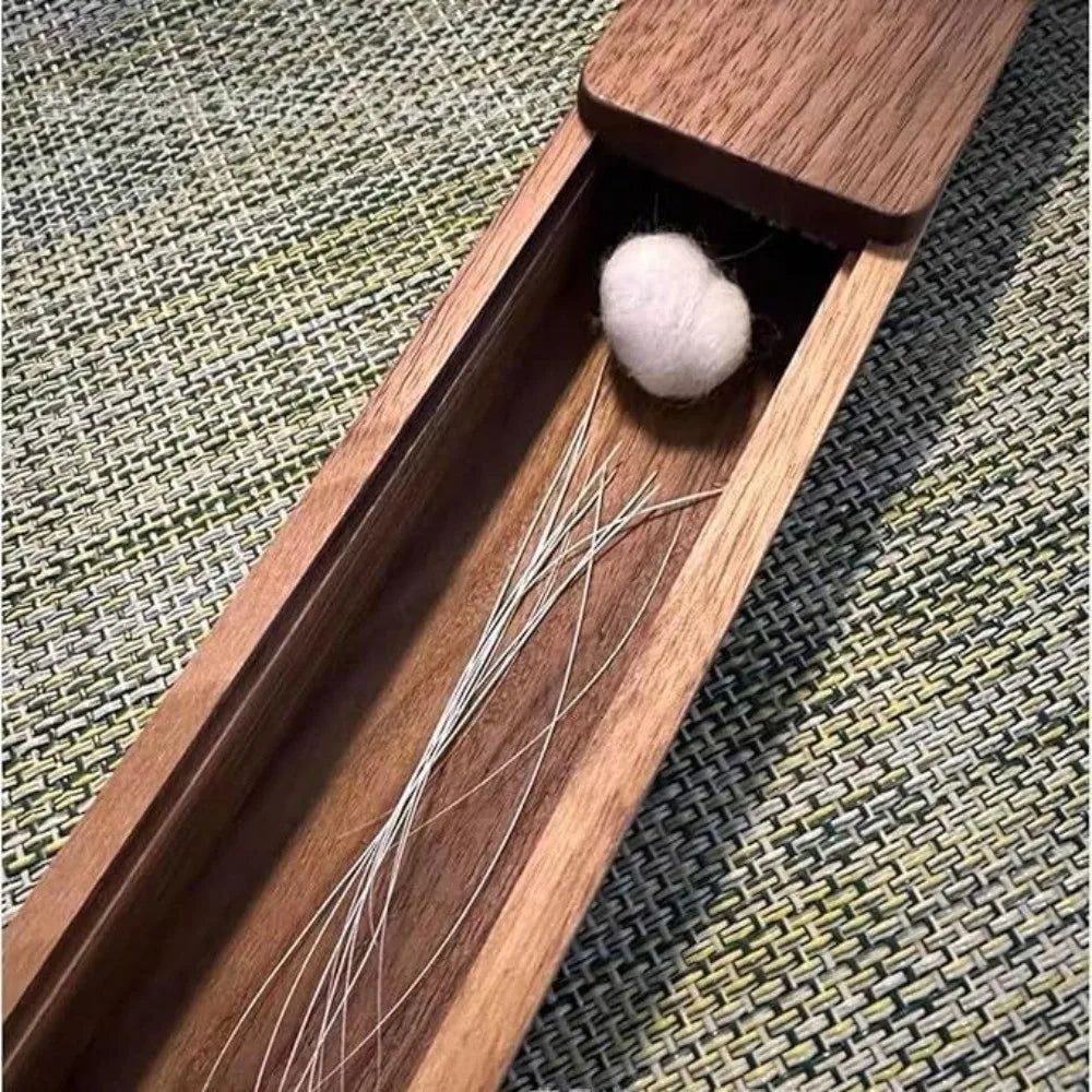 Magnetic Closure Walnut Wood Cat Whisker Box Elegant Design Solid Wood Pet Hair Storage Box Wooden Material Good Fortune