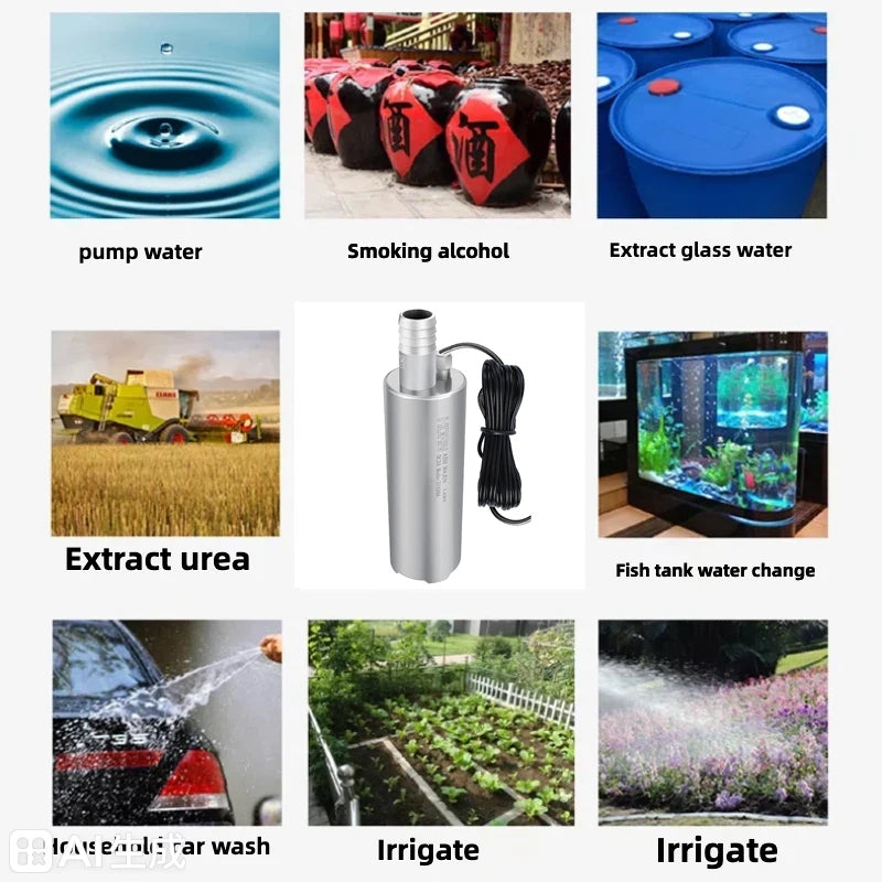 12V/24V 130W Portable DC Submersible Electric Pump For Diesel Fuel Delivery Water Sewage Suction Transfer Electric Pump 60L/Min