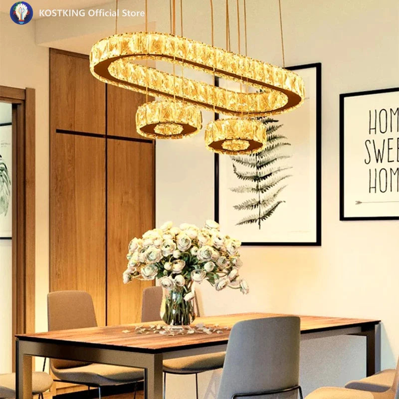 Home Decoration Pendant Lights Luxury Crystal Living Room Chandelier Dining Room Pendant Lamp, Ceiling Light, Indoor Lighting