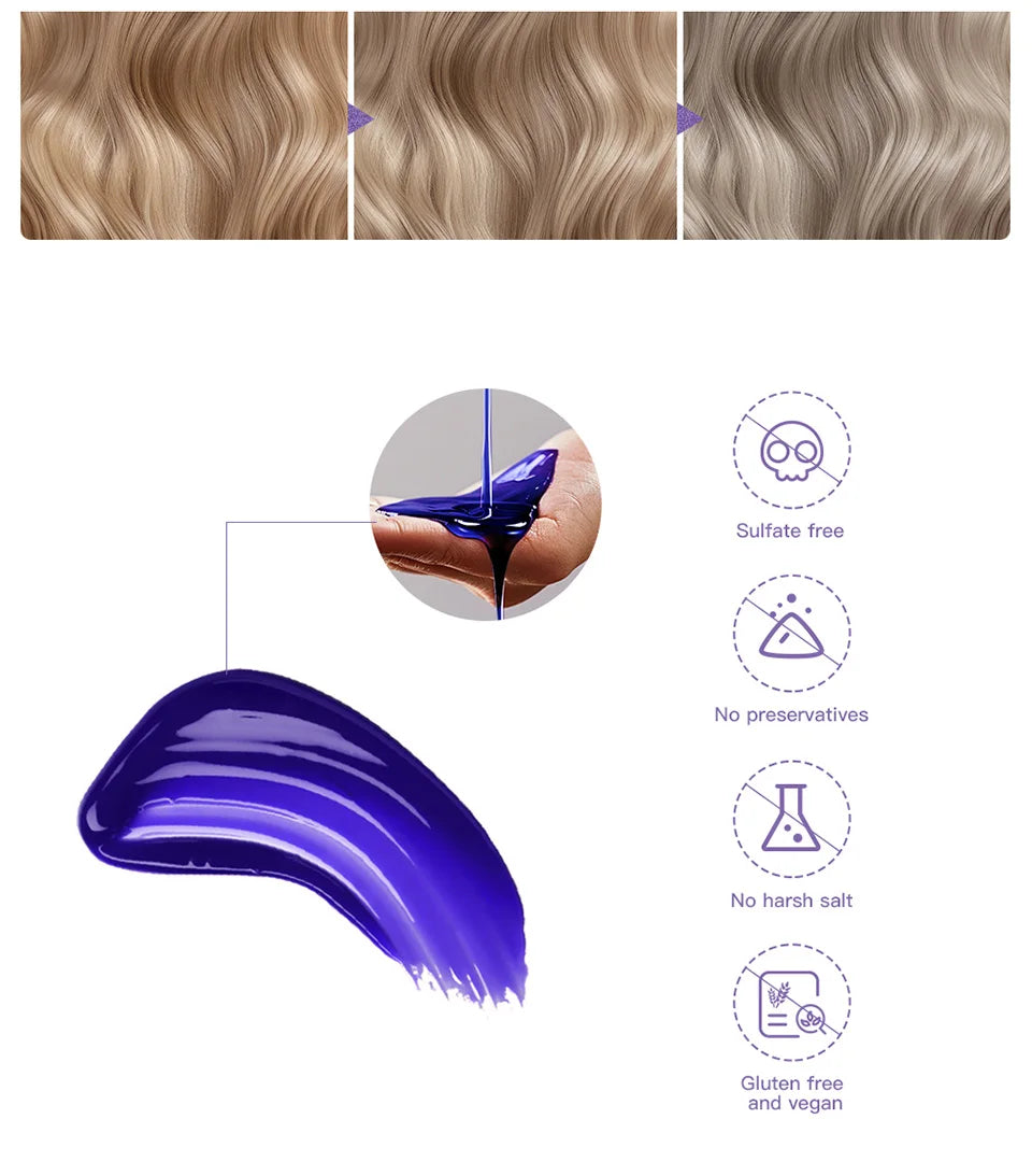 Hair Care Color Lock Purple Shampoo 300ml Anti-Brassiness Yellow Tones Removal Hair Color Protection & Moisturizing Hair Shampoo