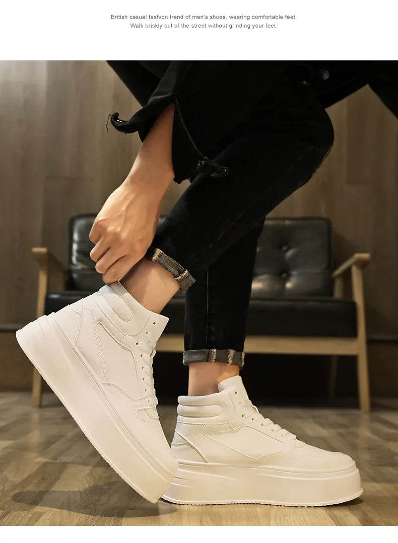 Men Casual Sneakers Platform Ankle Boots High-top Thick Bottom Sneakers Male Outdoor Basketball Shoes Sport Trainers 2025