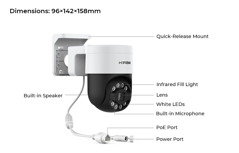 H.View Cctv Security Poe Ip Camera Ptz  5Mp 8mp 4K Dome Outdoor Audio Video Surveillance For Nvr System  Xmeye