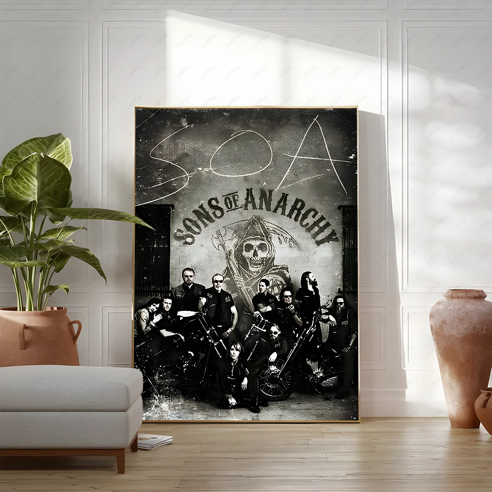 S-Sons Of A-Anarchy Crime Movie Poster Sticky Wall Art Printing Waterproof Home Living Bed Room Bar Hallway Aesthetic Decor