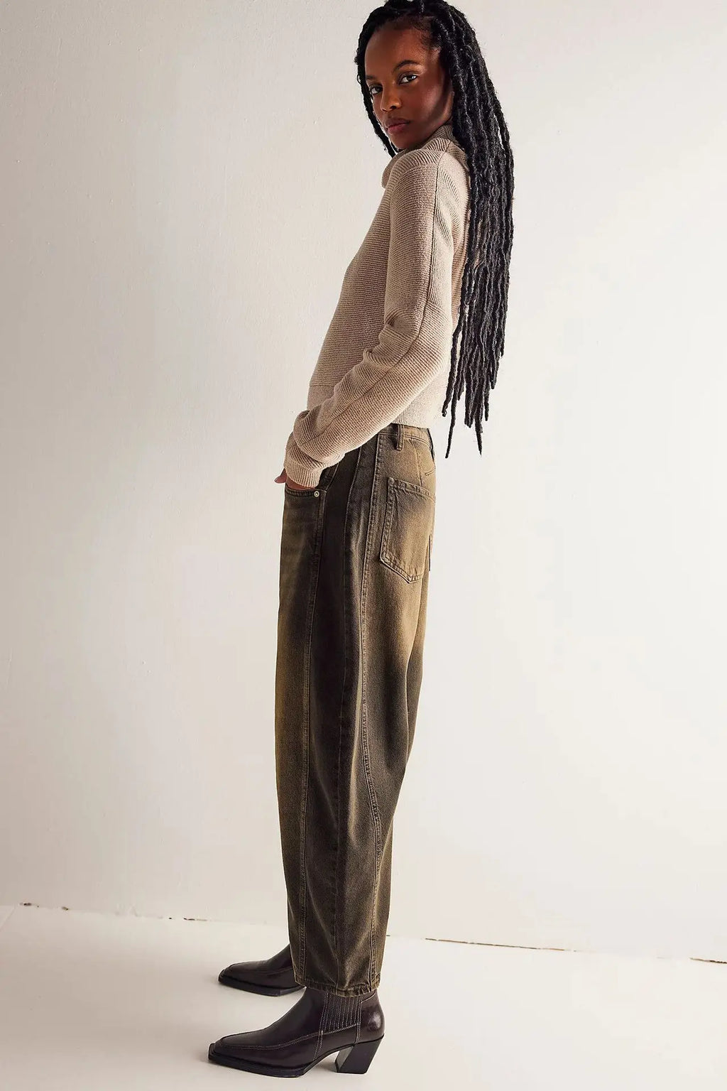 Cotton Denim Long Jeans for Women Trousers Casual High Waisted Jeans Cropped Pants Spring Summer Boho Beach Ladies Baggy Jeans