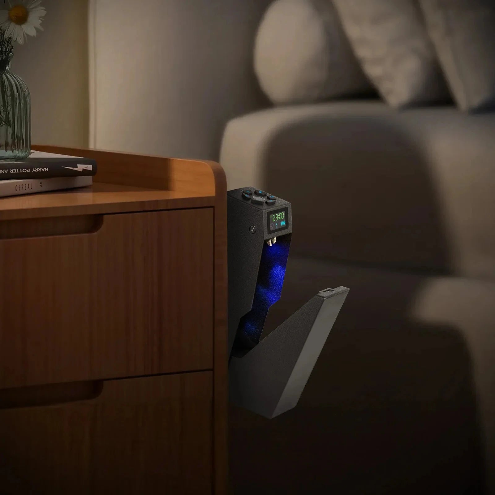 Biometric Bedside Handgun Quick Access Pistol Lock Box for Nightstand,Car,Fingerprint/Pin Code/Type-C