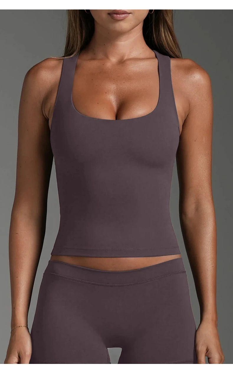 Women Racerback I Back Sports Tank Top Slim Quick Dry Moisture Wicking Yoga Gym Running Fitness Outerwear Top