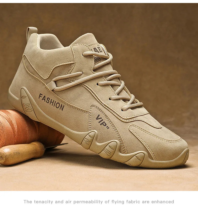 Men's Shoes New Fashion Breathable Non-slip Wear-resistant Outdoor Casual Mid-Top Lace-Up Sneakers