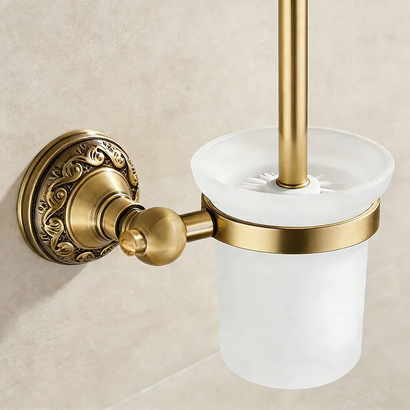 . Antique Brass Aluminium Bathroom Accessories Set,Robe hook,Paper Holder,Towel Bar,Soap Basket,Bathroom Fitting