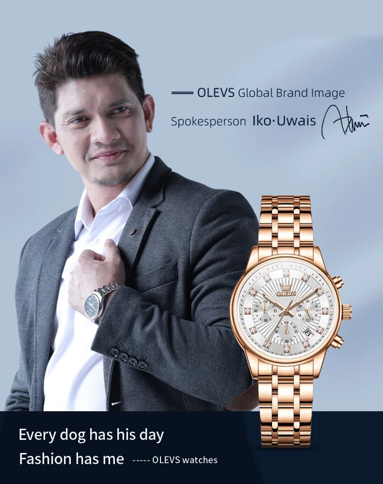 OLEVS 3669 Womens Watch Fashion Brand Waterproof Luminous Multifunctional Chronograph Quartz Watch Date Ladies Watches With Box