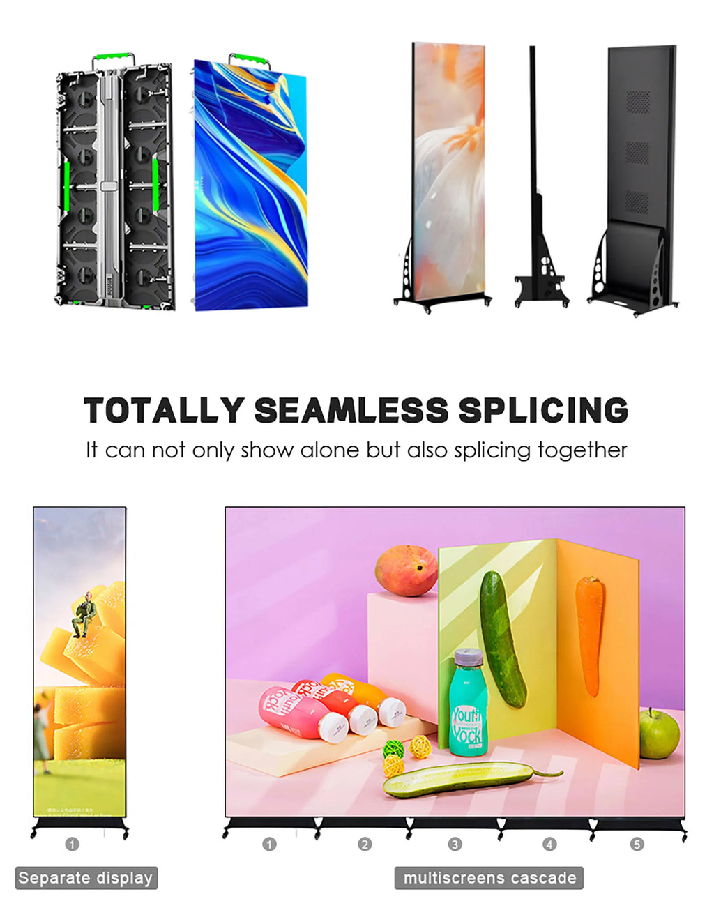 Factory Hot Selling Led Poster 640x1920mm Screen GOB P1.8 Flooring Standing LED Folding Advertising Poster Led Display Events