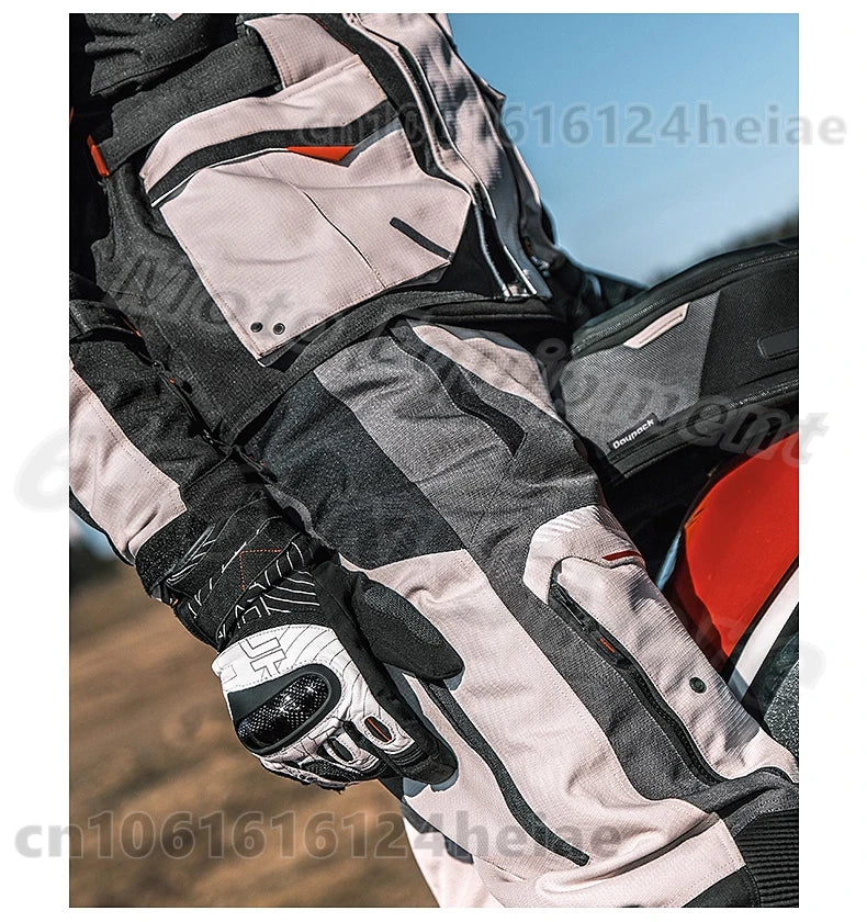 Waterproof Motorcycle Jacket and Pants Suit with CE Level Fall Protection Motocross Riding Gear for All Weather Conditions