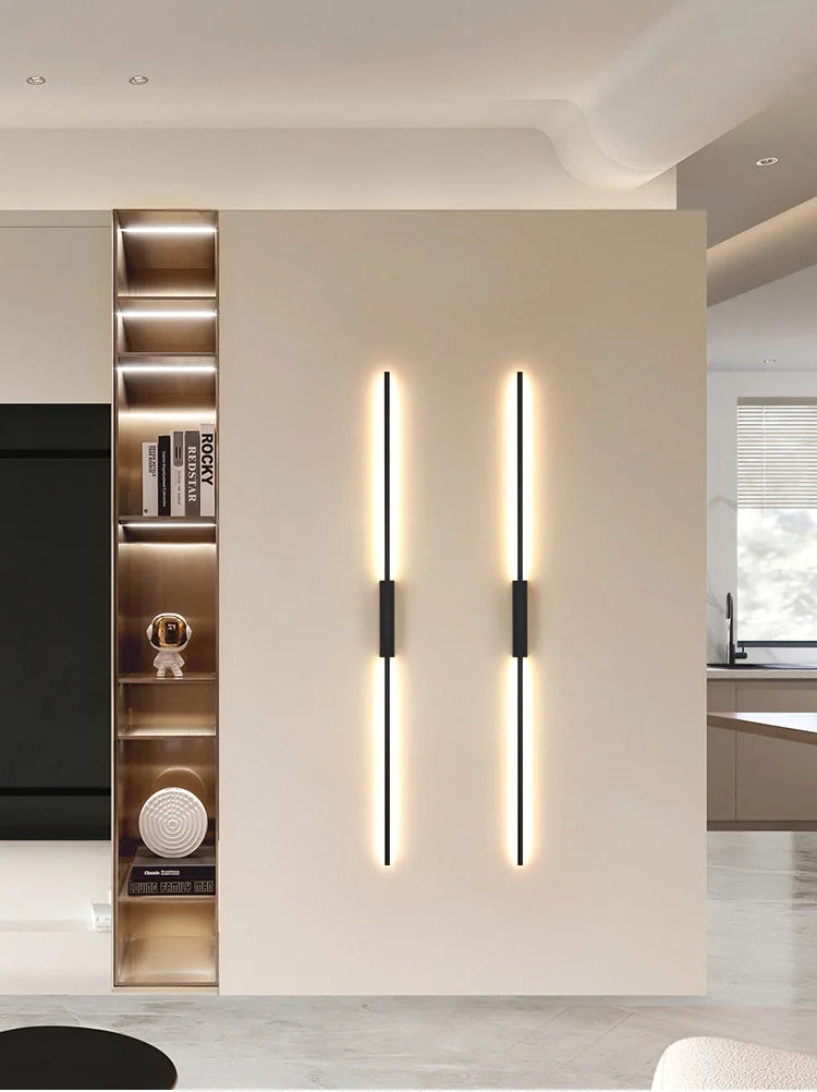 Modern LED Wall Lamp Bedroom Decoration Indoor Fixture Living Minimalist Lines Black Light Sconces Stair Hallway Wall Lights