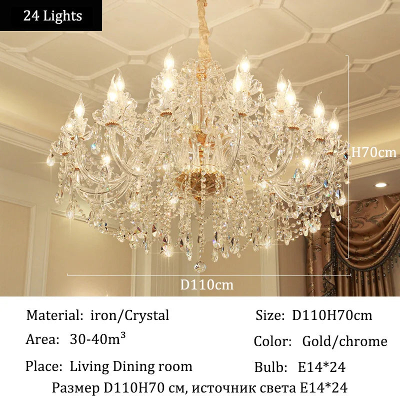 Luxury Living Room Decorate LED Ceiling Pendant Lights Indoor Hanging Lights Fixture Home Crystal Chandeliers Villa Lighting