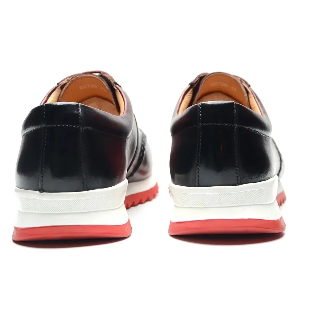 Men Shoes British Genuine Leather Shoes Comfortable Autumn 2026 New Lace Up Casual Shoes Crocodile Pattern Outdoor Men Sneakers