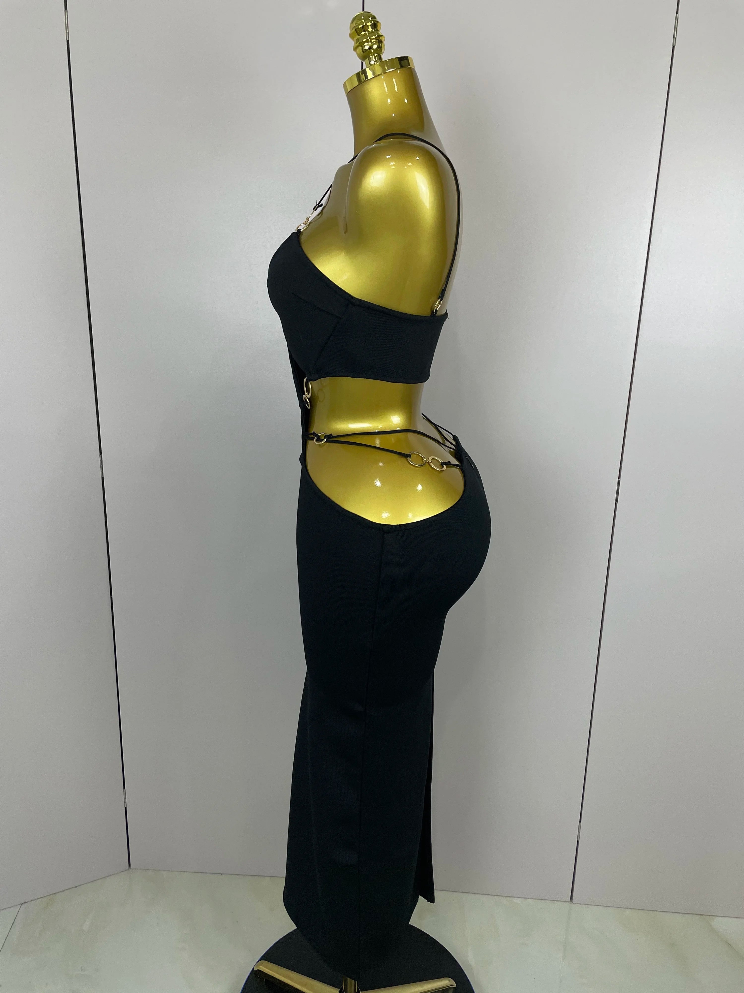 Sexy Halter Hollow Out  Sleeveless Black Red Bodycon Long Bandage Dress 2025 Women Celebate Elegant Luxury Birthday Club Dress