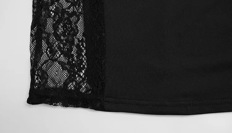 CNYISHE Lace Patchwork Camisoles Solid Split Women Dresses Hip Wrap Sheath Fashion Chic Party Outfits Sexy Club Trendy Female