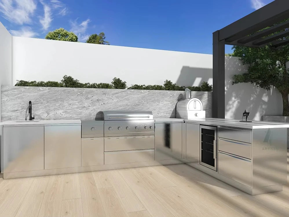 YG Custom Wholesale Supplier Stainless Steel Outdoor Kitchen Cabinet BBQ Island One Stop Complete Set Commercial or Home