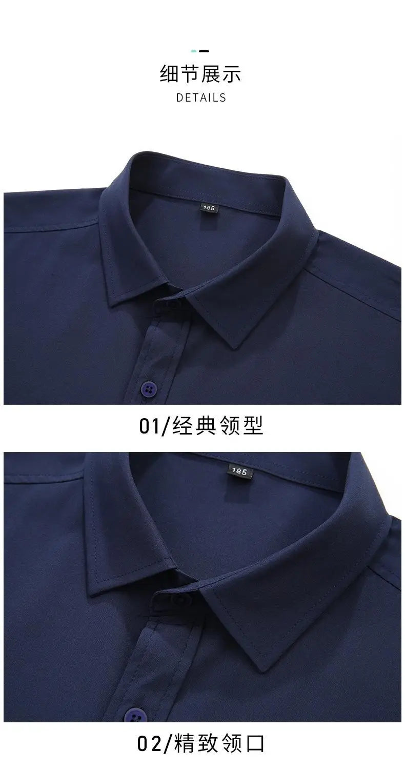 Plus Size 12XL 10XL Men's Shirts Long Sleeves Work Formal Shirt Anti-Wrinkle Classic Business Pocket Tops Male Clothing 90-190KG