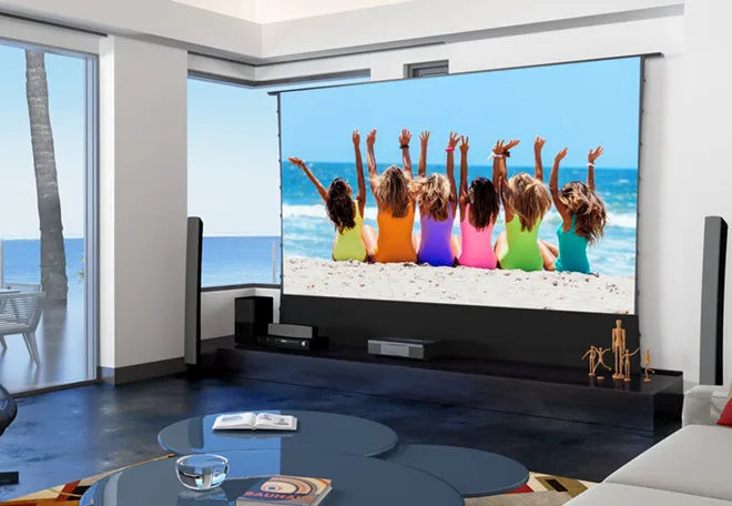 High-quality 72"-150" Laser TV Projector Screen Motorized Floor Rising PET UST ALR Projection Screen Suitable For Home Theater