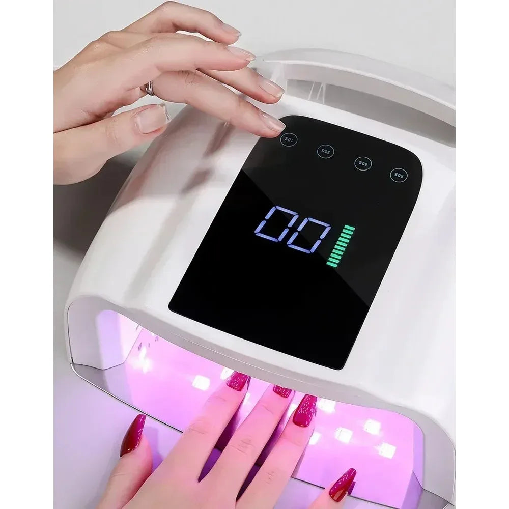 Dual Light Source Rechargeable Nail Lamp with Mirror Bottom Cordless Gel Polish Dryer Pedicure Machine Wireless Nail UV LED Lamp