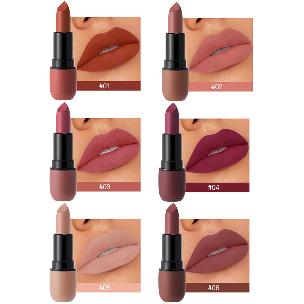 Matte Lipstick Long-Lasting Waterproof Classic High Pigment Velvet Topcoat Lip Cosmetics